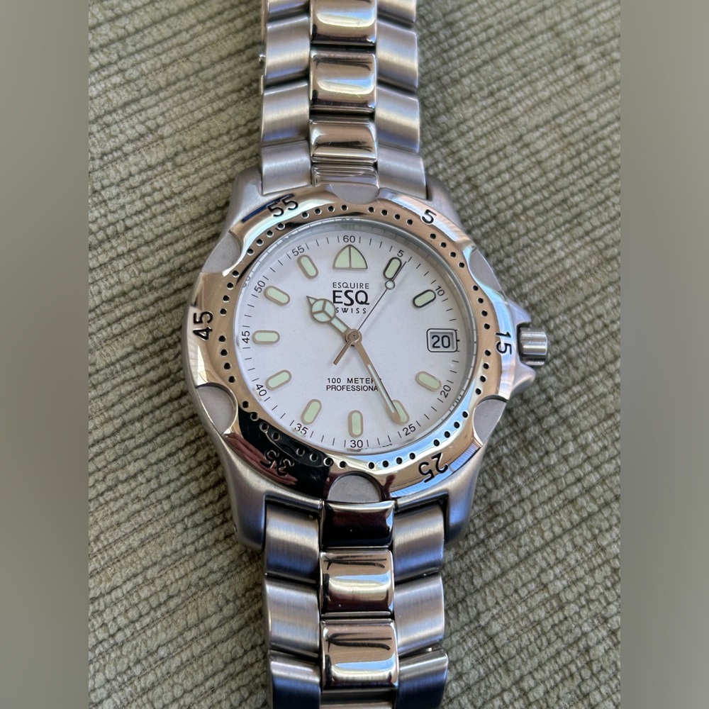 VINTAGE ESQUIRE ESQ MEN’S WATCH ALL SILVER